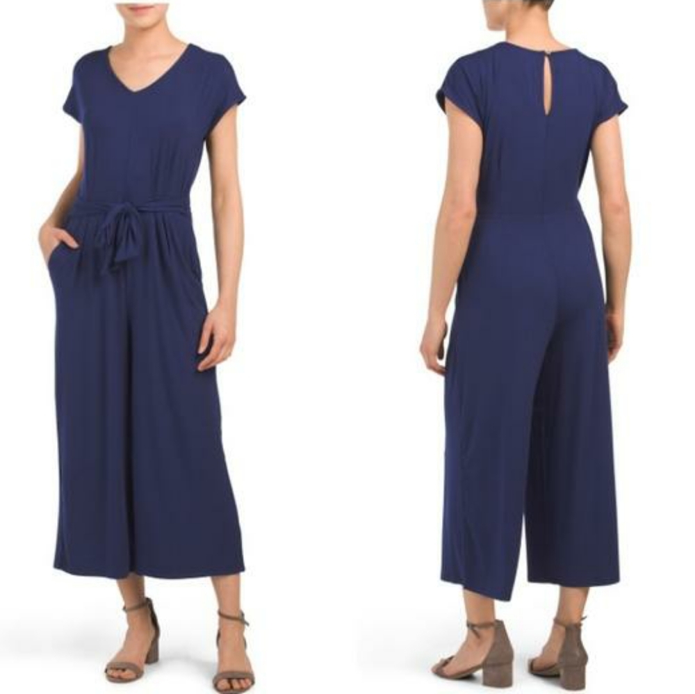 Knit Tie Front Goucho Jumpsuit